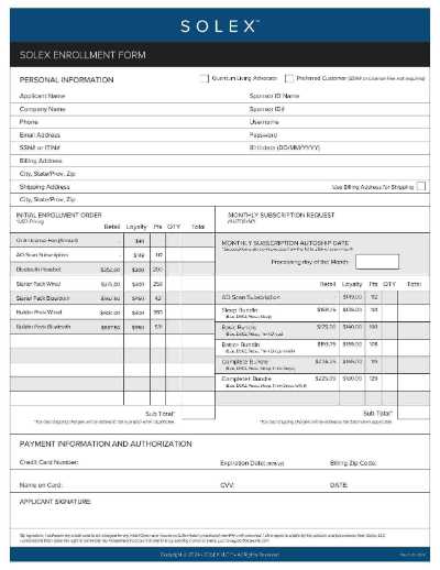 Solex Enrollment Form - AO Scan Global