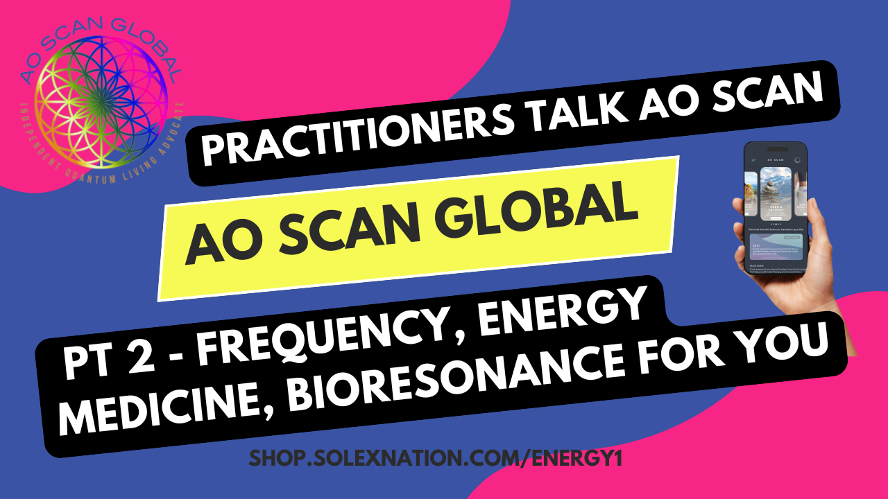 AO Scan community update graphic showing August supplement offer, enrollment incentive, and frequency wellness highlights from Solex Weekly Call