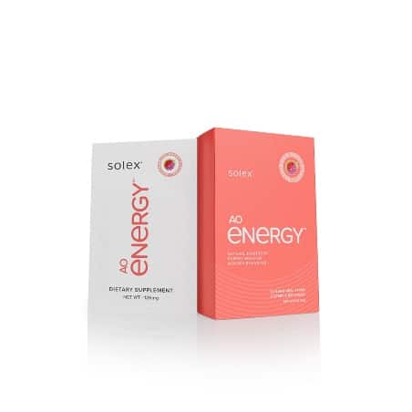 AO Energy fast‑dissolve sublingual energy strips — Watermelon Berry flavor (30 count).