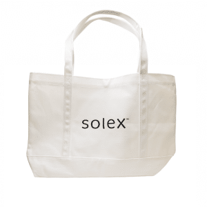 Solex heavyweight canvas tote bag — white, structured base.