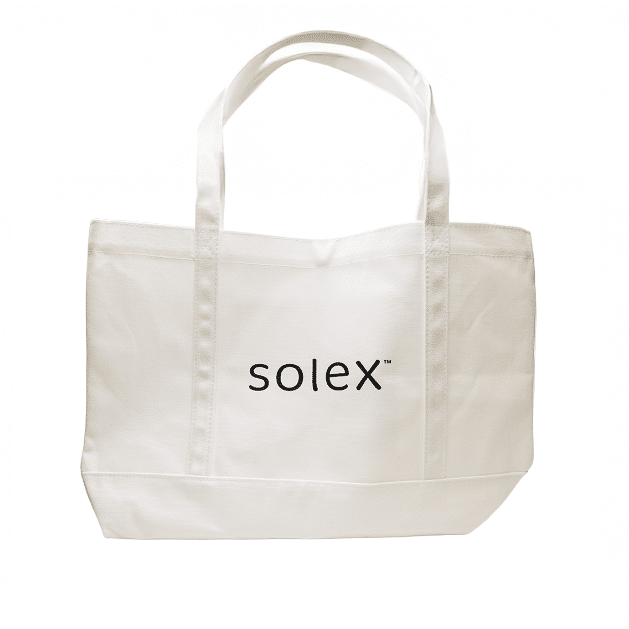 Solex heavyweight canvas tote bag — white, structured base.