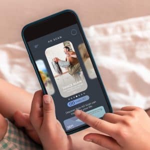 AO Scan app showing daily wellness check-in for stress, energy, and lifestyle patterns