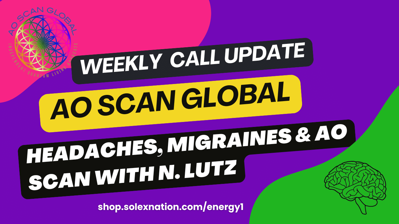 Nadya Lutz discussing headache and migraine triggers during the July 29, 2026 Solex Weekly Update recap by AO Scan Global