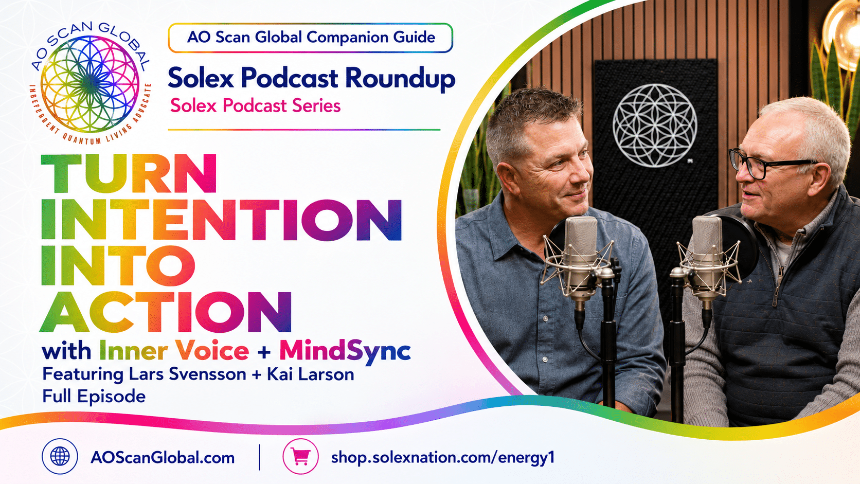 Solex Podcast Roundup with Loren Swensen and Kai Larson discussing AO Scan Inner Voice, MindSync, intention and personal growth