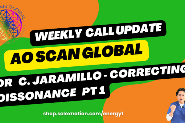 Dr. Carlos Jaramillo presenting on autonomic nervous system and AO Scan frequency technology during Solex weekly call.
