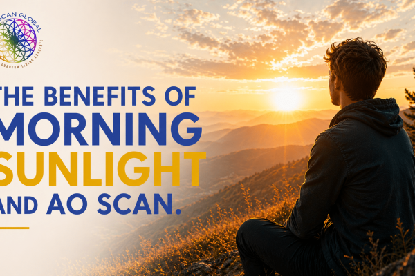 Man gazes toward the early morning sunlight while using the AO Scan.