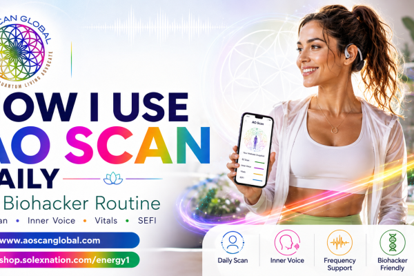 AO Scan usage guide explaining how often to use EZ Scan, Inner Voice, Vitals, Comprehensive and SEFI