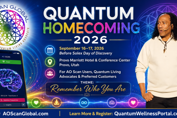 Quantum Homecoming 2026 AO Scan training event with Dr. Darryl Roberts, September 16–17 in Provo, Utah, before Solex Day of Discovery