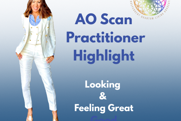 Valerie Shumaker fitting a client in a custom suit; AO Scan practitioner highlight and wellness story
