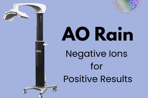 AO Rain™ 2.0 negative-ion wellness instrument on wheeled base with adjustable arm in a modern clinic — AO Scan Global”